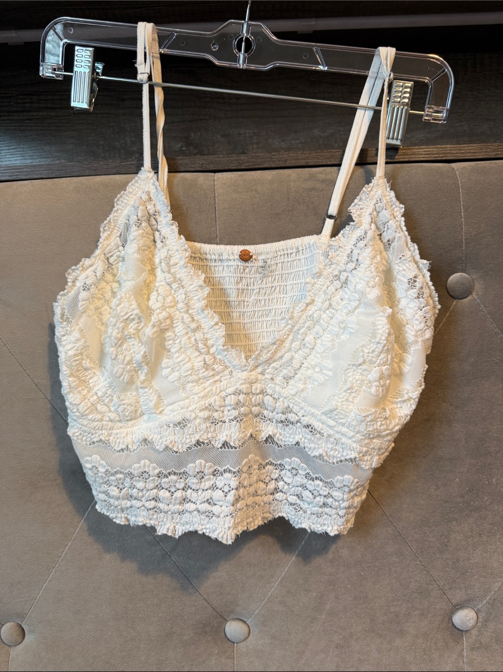 Lace Crochet Bandeau Bralette - Cream